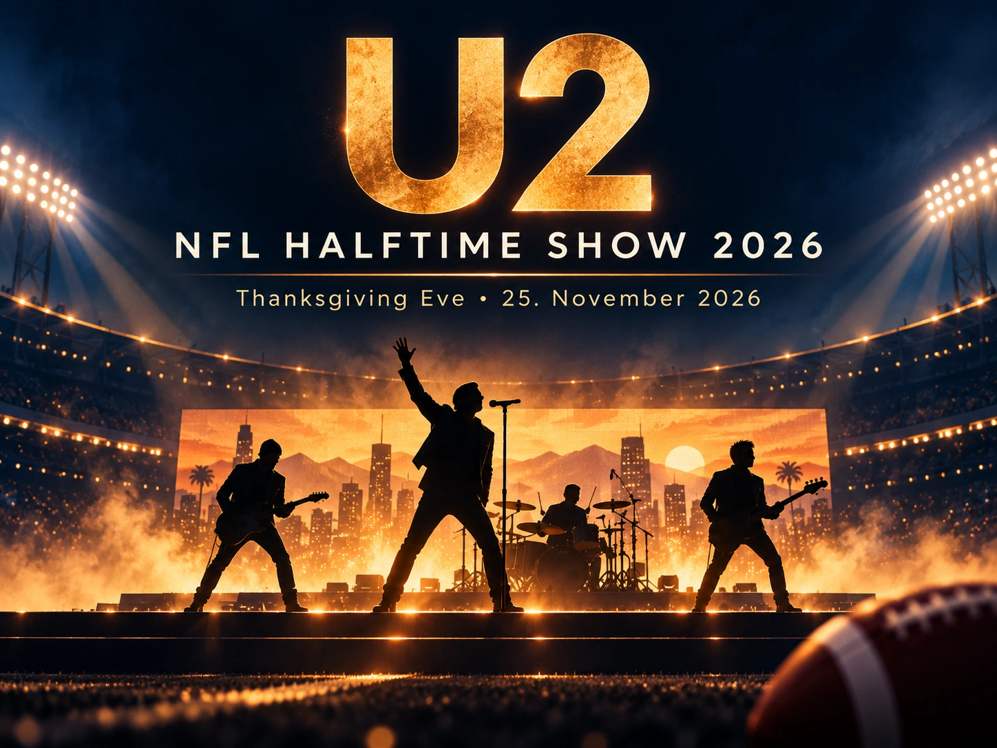 U2 jouent le spectacle de mi-temps NFL 2026 - Tournée mondiale 2027 annoncée