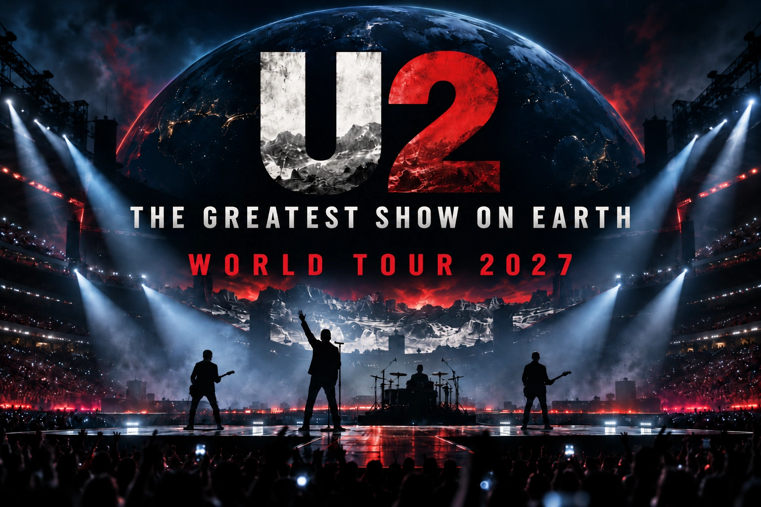 U2 annoncent "The Greatest Show On Earth" tournée mondiale 2027 – Dates, prévente & billets